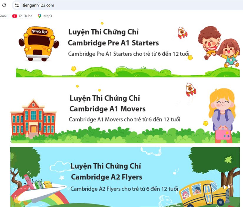 Chương trình luyện thi Cambridge trên TiếngAnh123